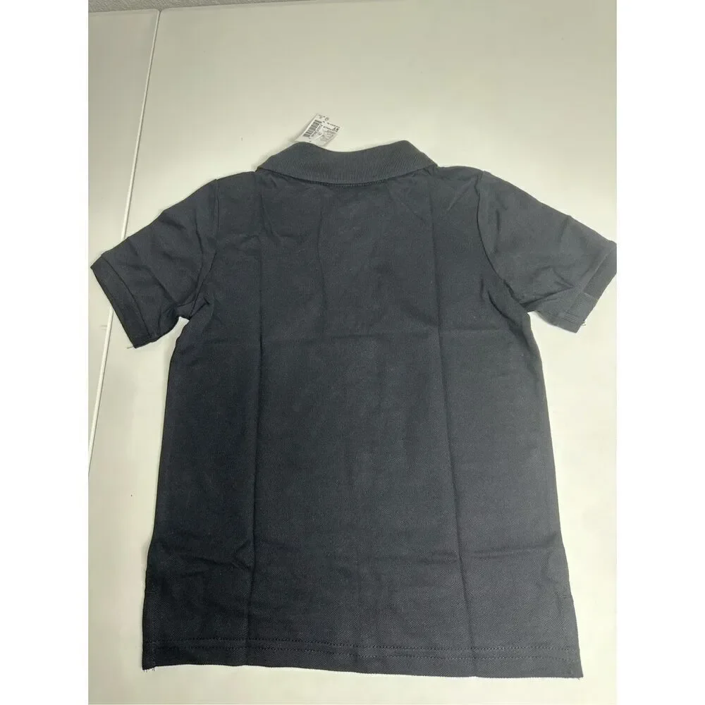 NWT The Childrens Place Boys Black Cotton Pique Short Sleeve Polo Size Small